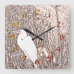 Reloj Cuadrado Clock - Egret in Grass
