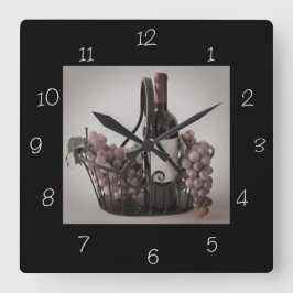 Reloj Cuadrado Clock Square Opt. 3 Basket w/ Wine and Grapes