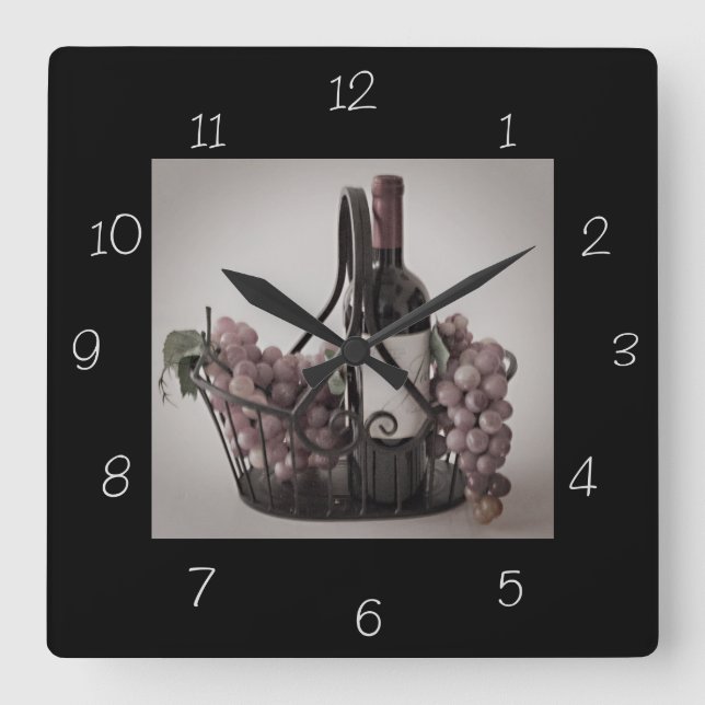 Reloj Cuadrado Clock Square Opt. 3 Basket w/ Wine and Grapes (Anverso)