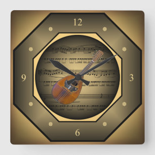 Reloj Cuadrado Clock-tagon ~ Mandolin~ Sheet Music ~ Tuscan ~ 