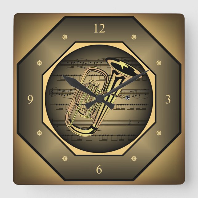 Reloj Cuadrado Clock-tagon ~ Tuba ~ Sheet Music ~  (Anverso)