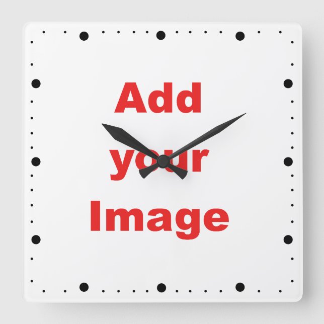 Reloj Cuadrado Clock template - Minute markers black - Add Image (Anverso)