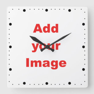 Reloj Cuadrado Clock template - Minute markers black - Add Image