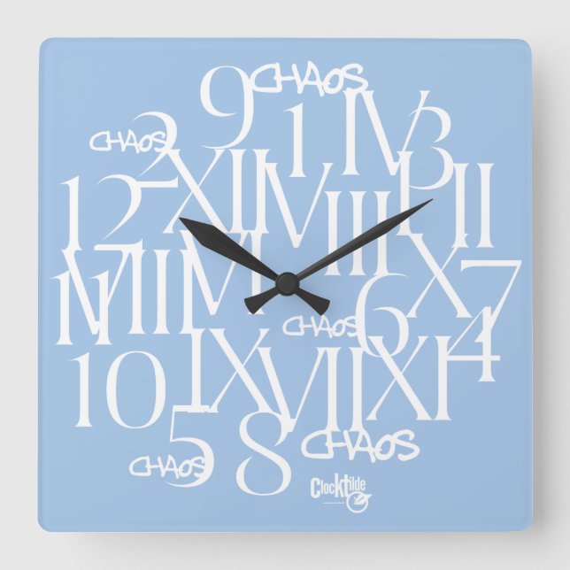 RELOJ CUADRADO CLOCK TILDE TIME IS CHAOS (Anverso)