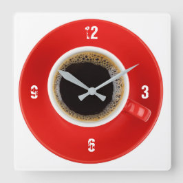 Reloj Cuadrado Clock with Americano coffee