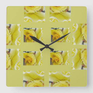 Reloj Cuadrado Clock yellow rose