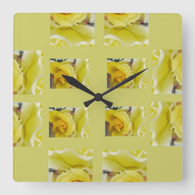 Reloj Cuadrado Clock yellow rose (Anverso)