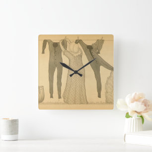 Reloj Cuadrado Clothesline, Savage Iowa, 1923 por Grant Wood