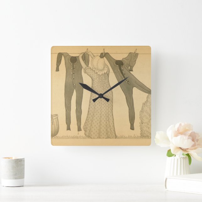 Reloj Cuadrado Clothesline, Savage Iowa, 1923 por Grant Wood (Hogar)