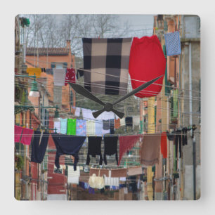 Reloj Cuadrado Clotheslines In Venice Italy