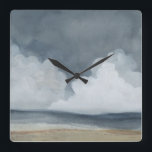 Reloj Cuadrado Cloud Landscape<br><div class="desc">Cloud Landscape II by Emma Scarvey. Features a dark sky with looming clouds.</div>