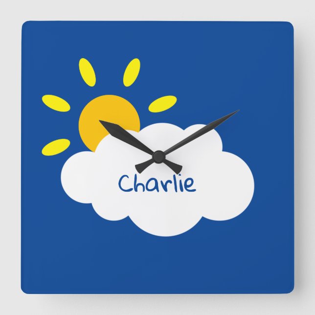 Reloj Cuadrado Cloud y Sunshine personalizados (Anverso)