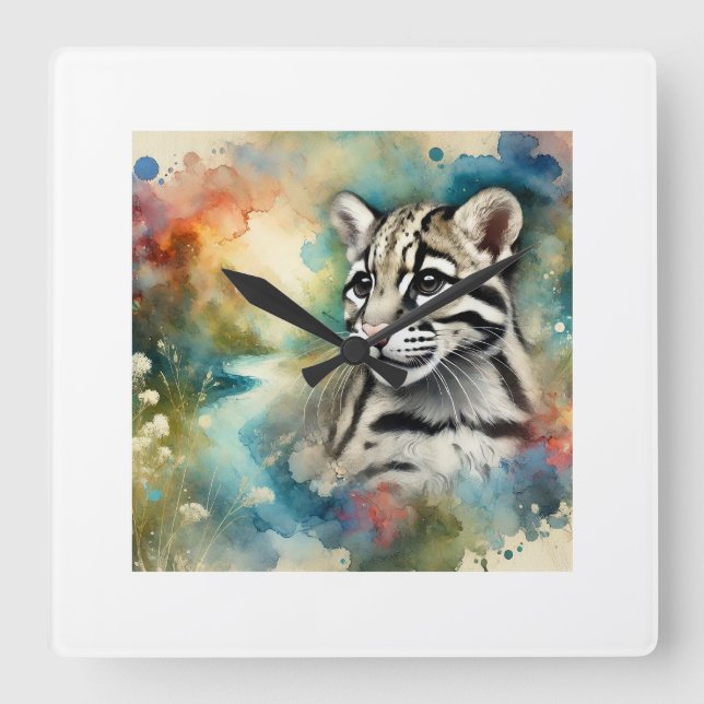 Reloj Cuadrado Clouded leopard 190924AREF139 - Watercolor (Anverso)