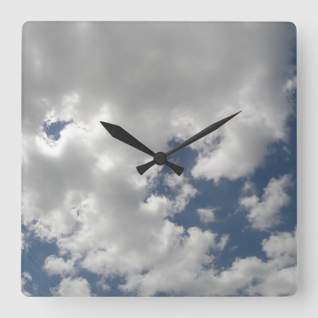 Reloj Cuadrado Cloudy Skies Wall Clock (Anverso)