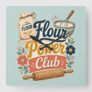 Reloj Cuadrado Club de Panadería Cottage Flour Power