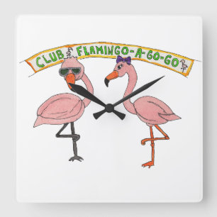 Reloj Cuadrado Club Flamingo a Go-Go