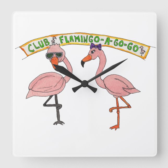 Reloj Cuadrado Club Flamingo a Go-Go (Anverso)