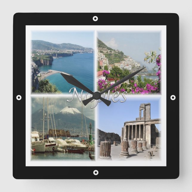 Reloj Cuadrado CMP035 NAPLES, Amalfi, Sorrento, Pompeya, (Anverso)