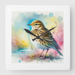 Reloj Cuadrado Coastal Pipit 180724AREF127 - Watercolor