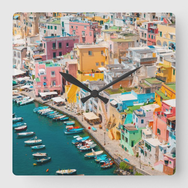 Reloj Cuadrado Coastline | Naples Italy (Anverso)