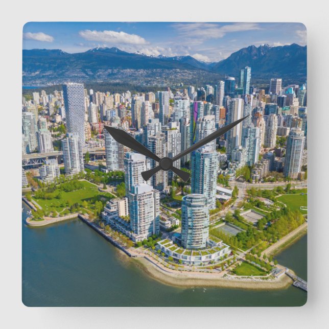 Reloj Cuadrado Coastline | Vancouver, British Columbia, Canada (Anverso)