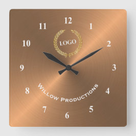 Reloj Cuadrado Cobre con logotipo comercial