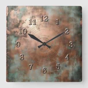 Reloj Cuadrado cobre desgastado por la intemperie