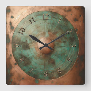 Reloj Cuadrado cobre envejecido