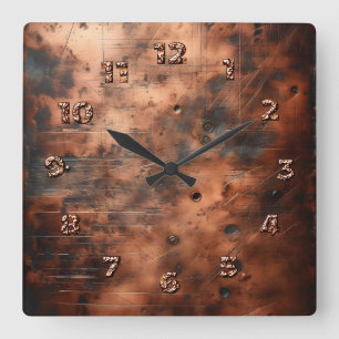 Reloj Cuadrado cobre envejecido