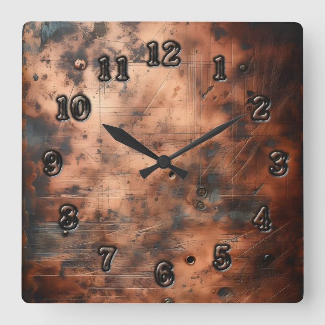 Reloj Cuadrado cobre sucio (Anverso)