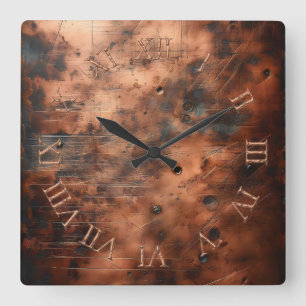 Reloj Cuadrado cobre viejo sucio