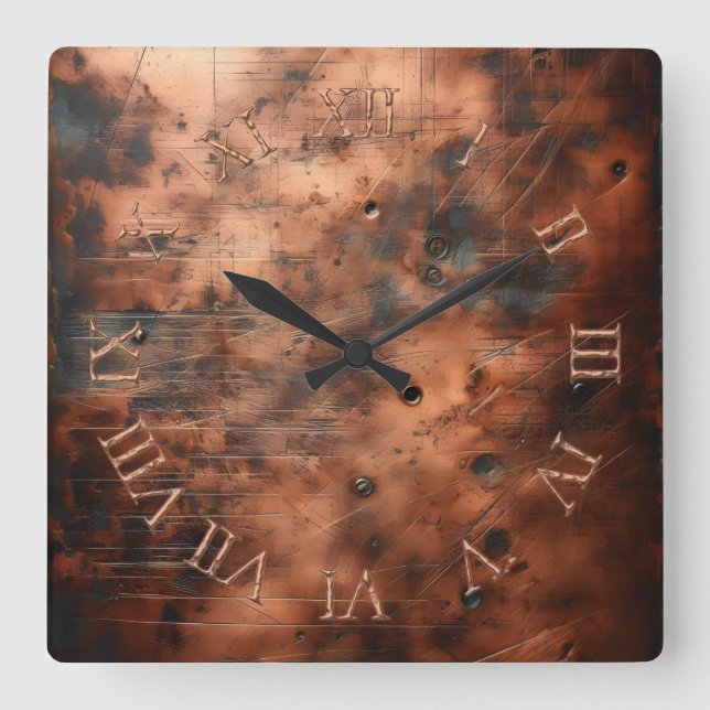 Reloj Cuadrado cobre viejo sucio (Anverso)