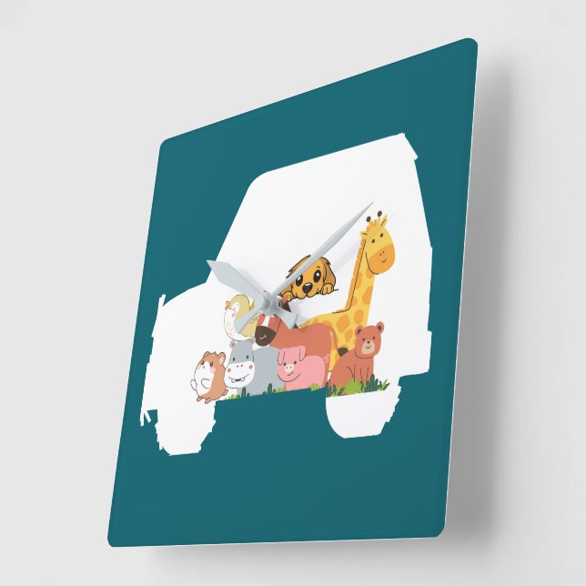 Reloj Cuadrado Coche divertido (Ángulo)