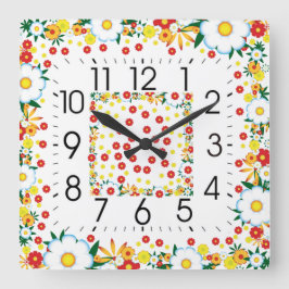 Reloj Cuadrado Cocina de flores