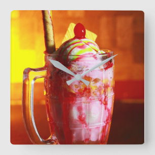 Reloj Cuadrado Cocina de verano con sorbete helado
