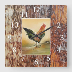 Reloj Cuadrado Cocina del campo Rústica Granja de Madera