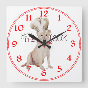 Reloj Cuadrado Cocinero amarillo del labrador retriever