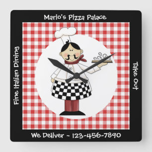 Reloj Cuadrado Cocinero italiano