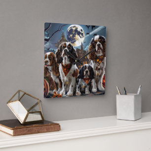 Reloj Cuadrado Cocker Spaniel Halloween Espeluznante