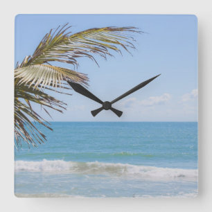 Reloj Cuadrado Coconut Palm and Blue Sea Beach Photography