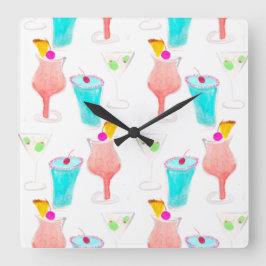 Reloj Cuadrado Cócteles de color de agua Beber patrón de barras