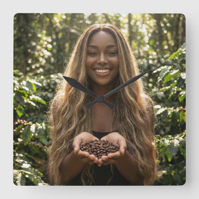 RELOJ CUADRADO COFFEE - AROMA DELICIOSO (Anverso)