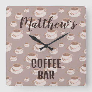 Reloj Cuadrado Coffee Bar Station Square Wall Clock