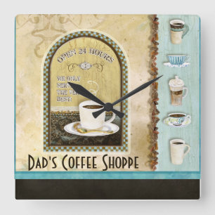 Reloj Cuadrado Coffee de deja' Brew Art Stackeado tazas Café Cafe