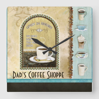 Reloj Cuadrado Coffee de deja' Brew Art Stackeado tazas Café Cafe