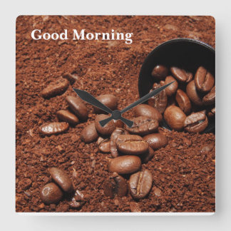 Reloj Cuadrado Coffee Grounds Roasted Beans Business Card