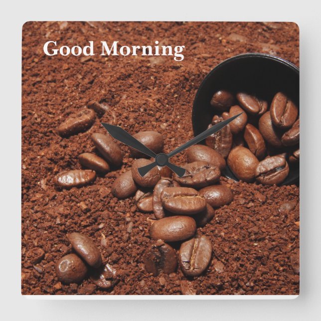 Reloj Cuadrado Coffee Grounds Roasted Beans Business Card (Anverso)