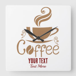 Reloj Cuadrado Coffee Lover Design – Minimal Coffee Cup Graphic