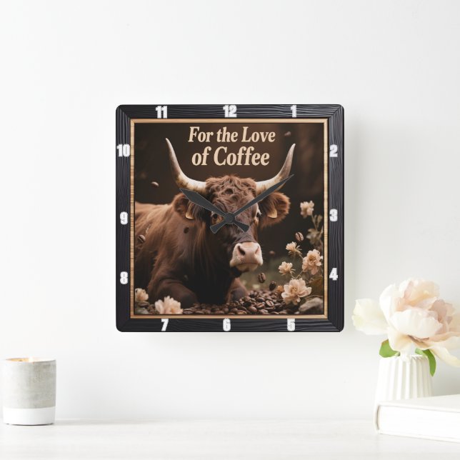 Reloj Cuadrado Coffee Loving Bull (Hogar)