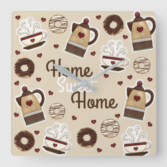 Reloj Cuadrado Coffee Pot and Cup (Anverso)